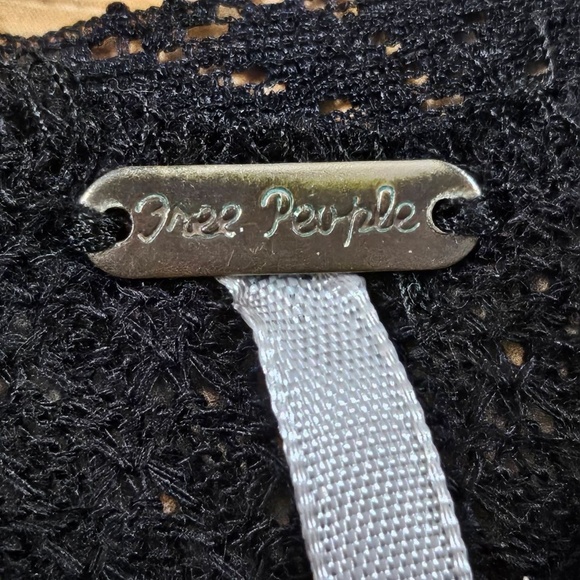 Free People Womens Size Small/Petite Black Ruffle Lace Tunic Top Boho Chic - Picture 3 of 13